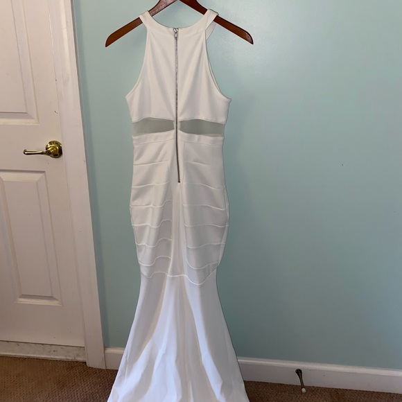 White, Mermaid-style, long prom dress WORN ONCE - Picture 2 of 5